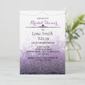 Chic Glitter Paarse Bridal Couple Shower Invite Kaart (Staand voorkant)