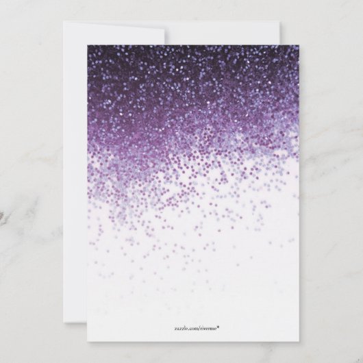 Chic Glitter Paarse Bridal Couple Shower Invite Kaart (Achterkant)