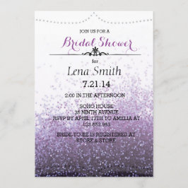 Chic Glitter Paarse Bridal Couple Shower Invite Kaart
