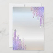 Chic Glitter Paarse Druppels Zilver Bat Mitzvah Kaart (Achterkant)