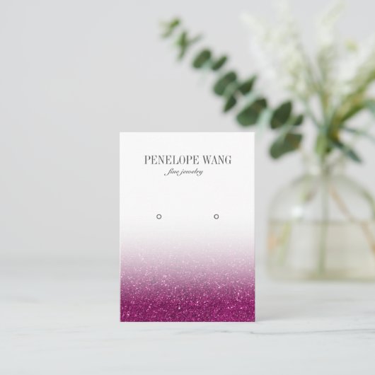 Chic Glitter Paarse Ombre Jewelry Earring display Visitekaartje (Staand voorkant)