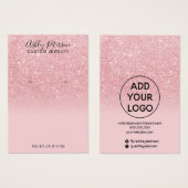 Chic glitter pink sparkle jeweling earring display visitekaartje (Voorkant /achterkant)