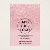 Chic glitter pink sparkle jeweling earring display visitekaartje (Achterkant)