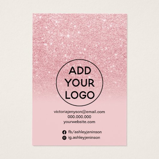 Chic glitter pink sparkle jeweling earring display visitekaartje (Achterkant)