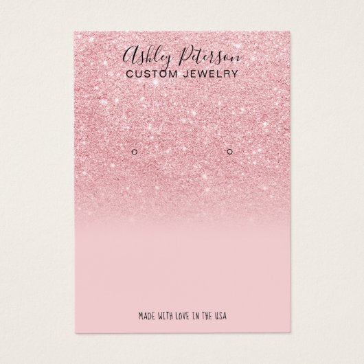 Chic glitter pink sparkle jeweling earring display visitekaartje (Voorkant)