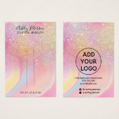 Chic glitter regenboogjuwelen haarclipweergave visitekaartje (Voorkant /achterkant)
