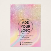 Chic glitter regenboogjuwelen haarclipweergave visitekaartje (Achterkant)