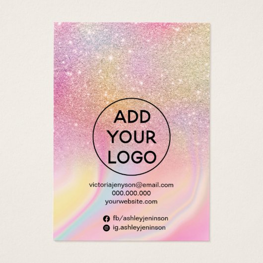 Chic glitter regenboogjuwelen haarclipweergave visitekaartje (Achterkant)