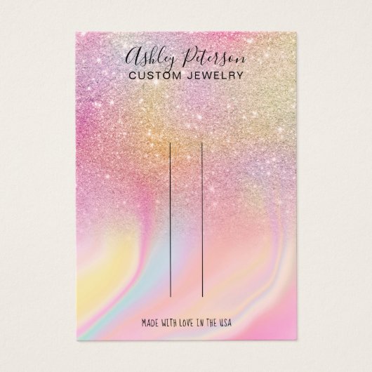 Chic glitter regenboogjuwelen haarclipweergave visitekaartje (Voorkant)