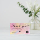 Chic glitter regenboogorde bedankt visitekaartje (Staand voorkant)