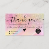 Chic glitter regenboogorde bedankt visitekaartje (Voorkant)