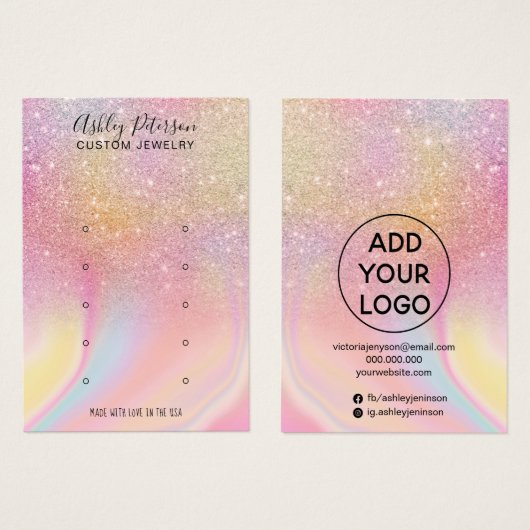 Chic glitter-regenboogscherm met meerdere stuipen visitekaartje (Voorkant /achterkant)