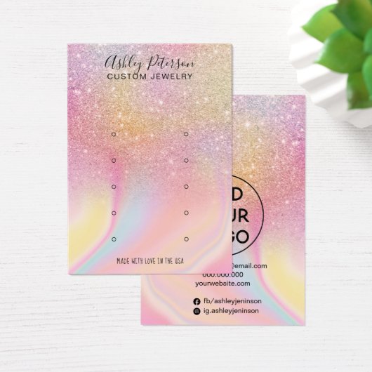 Chic glitter-regenboogscherm met meerdere stuipen visitekaartje (Bureau)