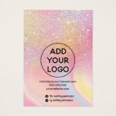 Chic glitter-regenboogscherm met meerdere stuipen visitekaartje (Achterkant)