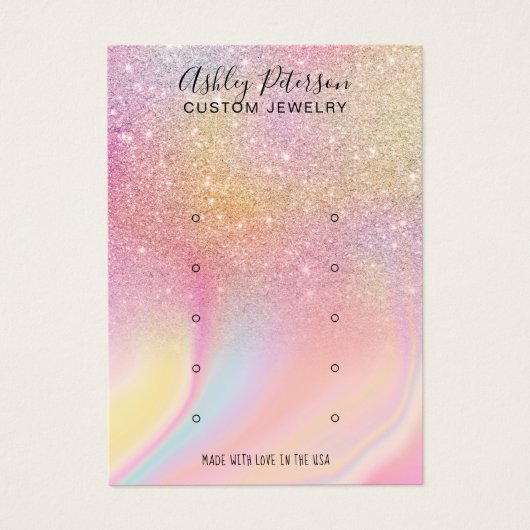 Chic glitter-regenboogscherm met meerdere stuipen visitekaartje (Voorkant)