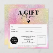 Chic glitter regenboogvierkant gift logo (Voorkant / Achterkant)