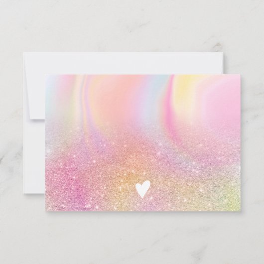 Chic glitter regenbow unicorn marmer bedankt (Achterkant)