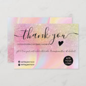 Chic glitter regenbow unicorn marmer bedankt (Voorkant / Achterkant)