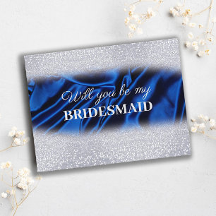 Chic Glitter Royal Blue zal je mijn Bridesmaid zij Briefkaart