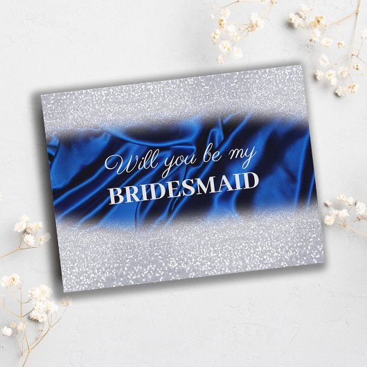 Chic Glitter Royal Blue zal je mijn Bridesmaid zij Briefkaart