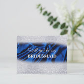 Chic Glitter Royal Blue zal je mijn Bridesmaid zij Briefkaart (Staand voorkant)