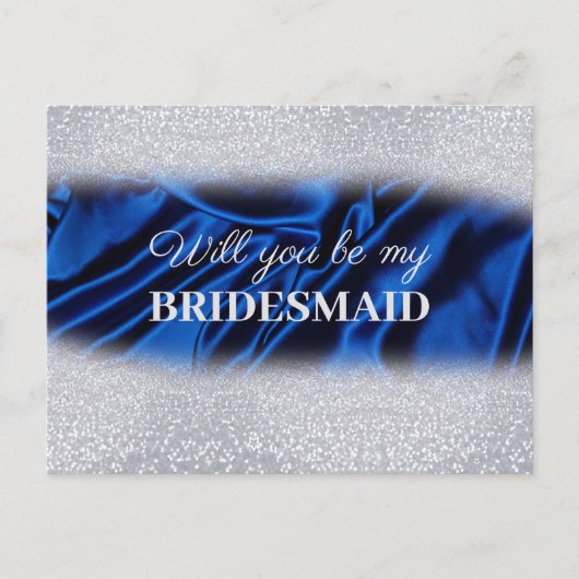 Chic Glitter Royal Blue zal je mijn Bridesmaid zij Briefkaart (Voorkant)