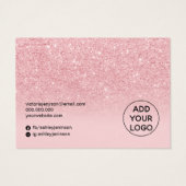 Chic glitter roze barrette haarclipweergave visitekaartje (Achterkant)