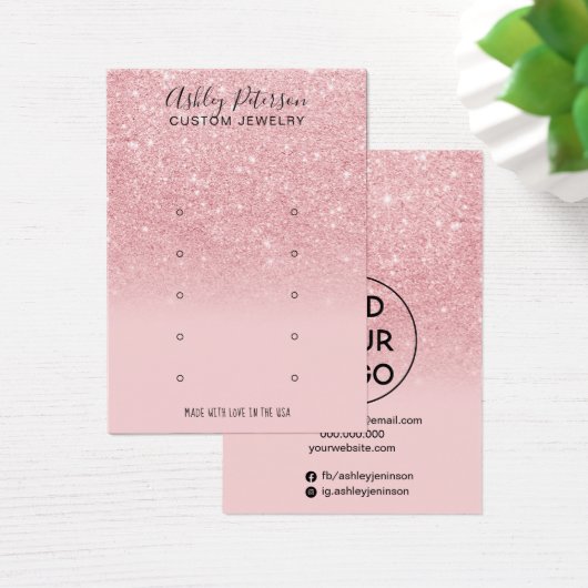 Chic glitter roze multi-stud oorscherm visitekaartje (Bureau)