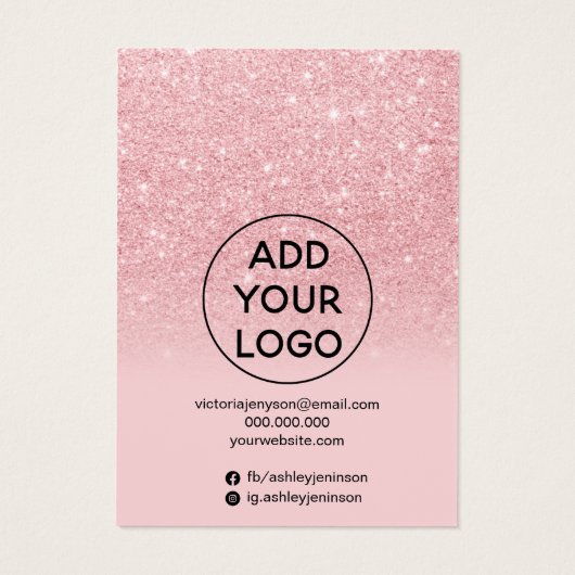Chic glitter roze multi-stud oorscherm visitekaartje (Achterkant)