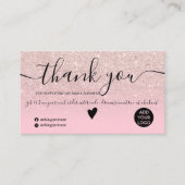 Chic glitter roze ombre pastel bedankt visitekaartje (Voorkant)