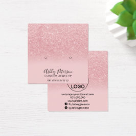 Chic glitter roze sparkles stuks earing display vierkante visitekaartjes