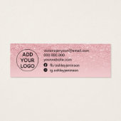 Chic glitter roze stuks oorscherm mini visitekaartjes (Achterkant)