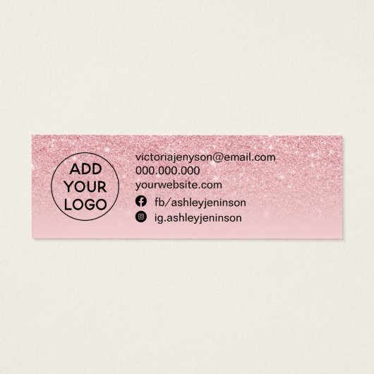 Chic glitter roze stuks oorscherm mini visitekaartjes (Achterkant)