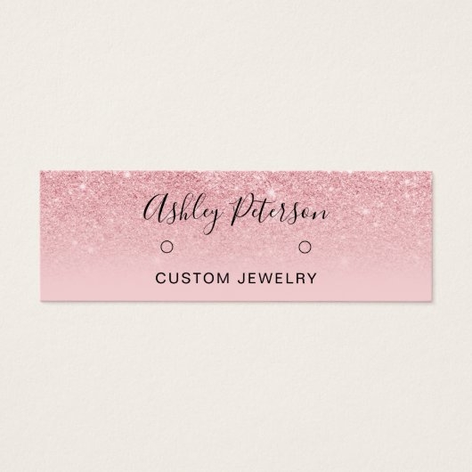 Chic glitter roze stuks oorscherm mini visitekaartjes (Voorkant)