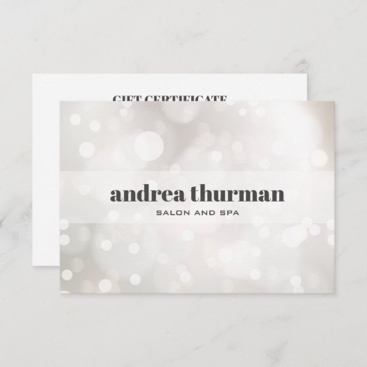 Chic Glitter Silver White Bokeh Gift Kaart (Voorkant / Achterkant)