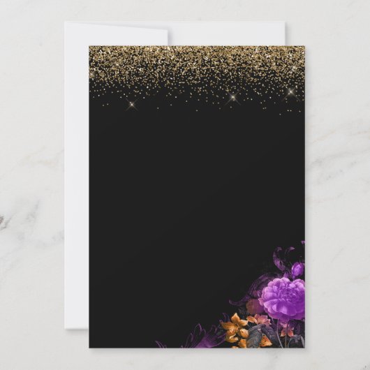 Chic Glitter Skeleton Halloween Wedding Kaart (Achterkant)