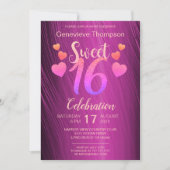 Chic Glitter Sweet Sixteen Party Invitation Kaart (Voorkant)