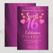 Chic Glitter Sweet Sixteen Party Invitation Kaart (Voorkant / Achterkant)