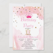 Chic Glitter Tiara, kaarsen, Stars Birthday Party Kaart (Voorkant)