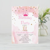 Chic Glitter Tiara, kaarsen, Stars Birthday Party Kaart (Staand voorkant)