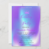 Chic Glitter Tiara Ombre Holographic Birthday Kaart (Voorkant)