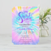 Chic Glitter Tiara Stropdas Dey Sweet 16 Party Kaart (Staand voorkant)