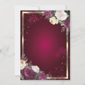 Chic Glitter Unicorn, Burgundy Floral Baby shower Kaart (Achterkant)