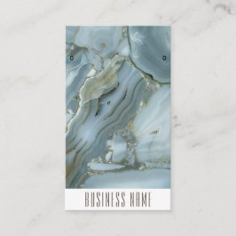 Chic glitterblue marmer-kaart met oorbellen visitekaartje