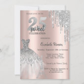 Chic Glitterdruppels, Eiffeltoren Jurk Sweet 25 Kaart (Voorkant)