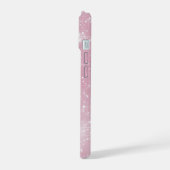 Chic Glitterend Glitter Stof Roze Glam Steruitbars iPhone 15 Case (Linkerkant)