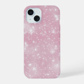 Chic Glitterend Glitter Stof Roze Glam Steruitbars iPhone 15 Case (Achterkant)