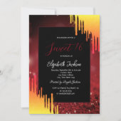 Chic glitters gele druppels,Bokeh rood Kaart (Voorkant)