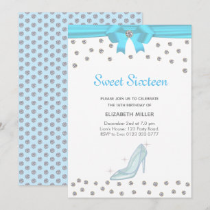 Chic glittersieraden Sweet Sixteen op wit Kaart