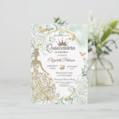 Chic glittersjurk, vlinder groene rozen  kaart (Staand voorkant)